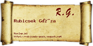 Rubicsek Géza névjegykártya