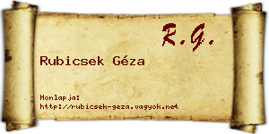 Rubicsek Géza névjegykártya